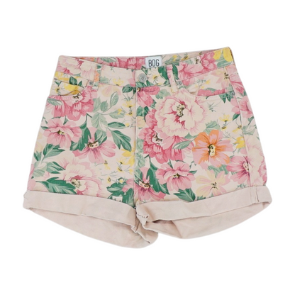 Pink Floral Denim Shorts
