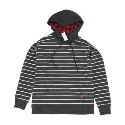 Gray Striped Hoodie Pullover