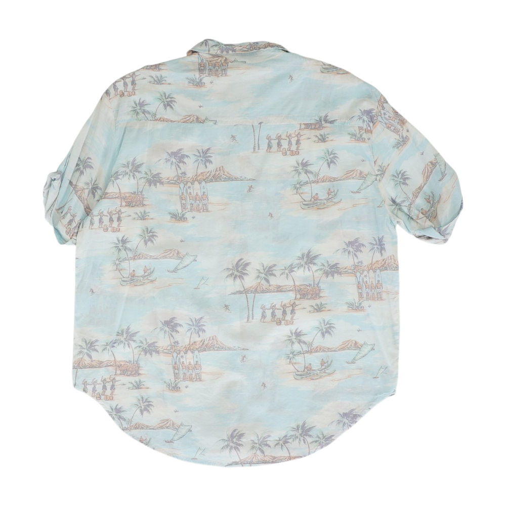 Blue Tropical Button Down