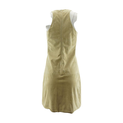 Beige Solid Midi Dress