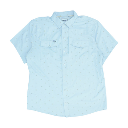 Blue Abstract Short Sleeve Button Down