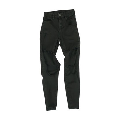 Black Solid High Rise Skinny Leg Jeans