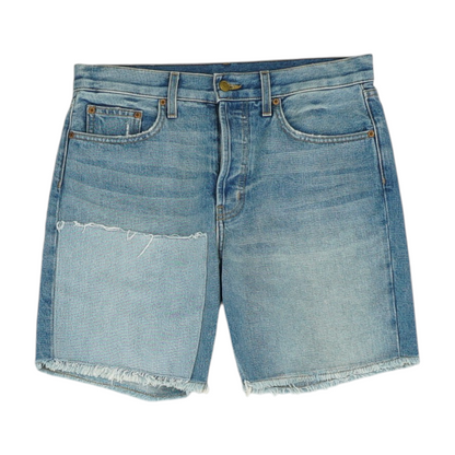 Blue Solid Denim Shorts