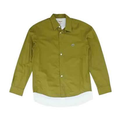 Green Solid Long Sleeve Button Down
