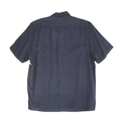 Navy Color Block Short Sleeve Button Down
