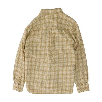 Beige Plaid Flannel Button Down