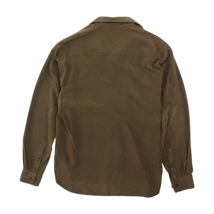 Vintage Brown Solid Long Sleeve Button Down