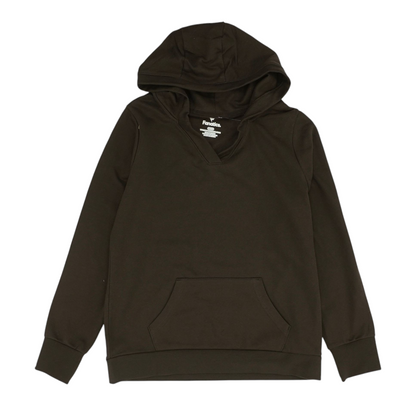 Brown Solid Hoodie Pullover