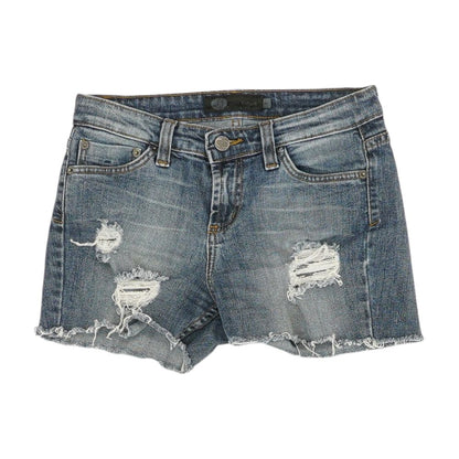 Blue Solid Denim Shorts