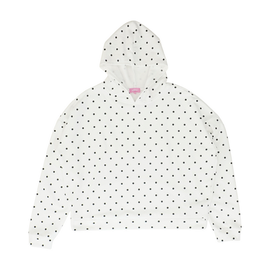 White Polka Dot Hoodie Pullover