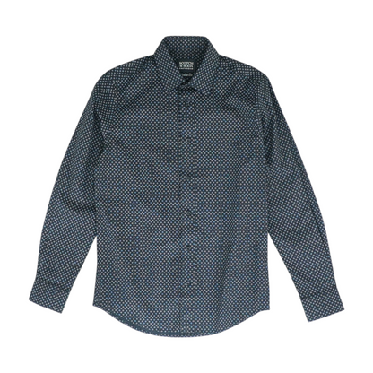 Black Print Long Sleeve Button Down