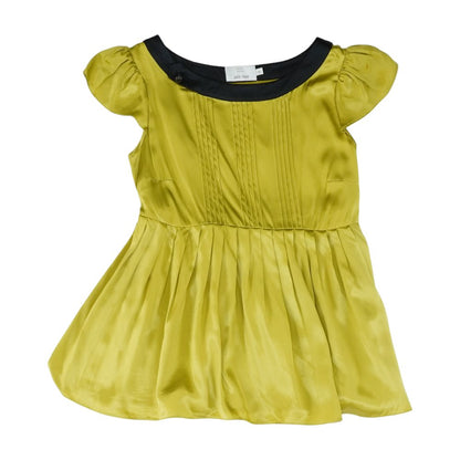 Green Solid Short Sleeve Blouse