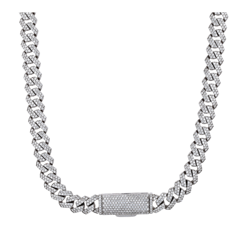 Sterling Silver White Stone Chain Necklace