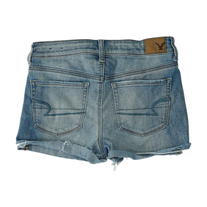 Blue Solid Denim Shorts