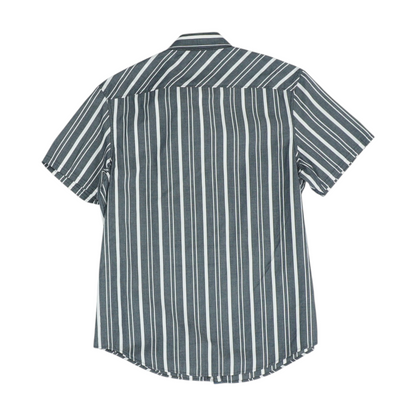 Gray Striped Short Sleeve Button Down