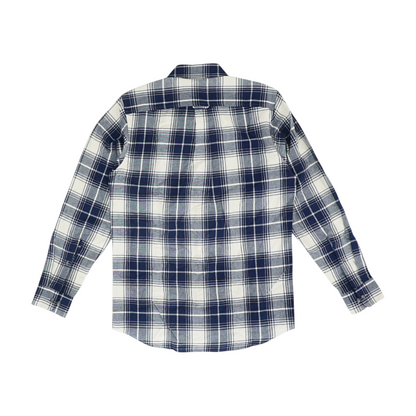 Navy Tall Plaid Flannel Button Down