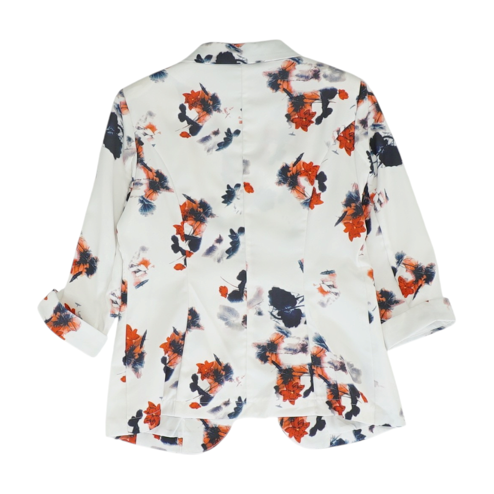 White Floral Blazer