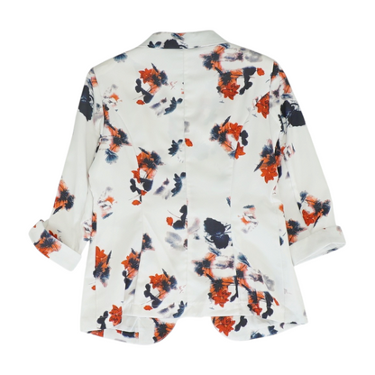 White Floral Blazer