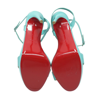 Loubi Queen 120 Leather Sandals in Teal