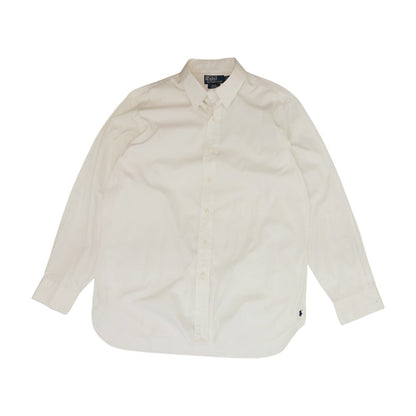 White Solid Long Sleeve Button Down