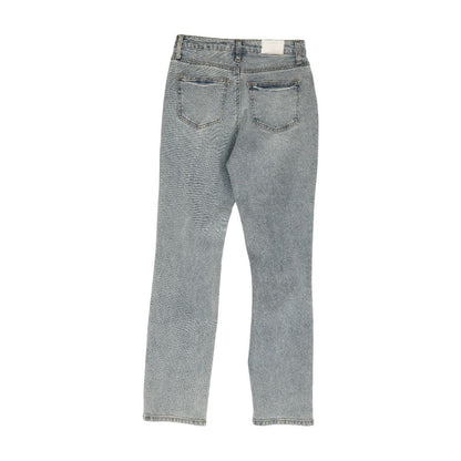 Blue Solid High Rise Straight Leg Jeans