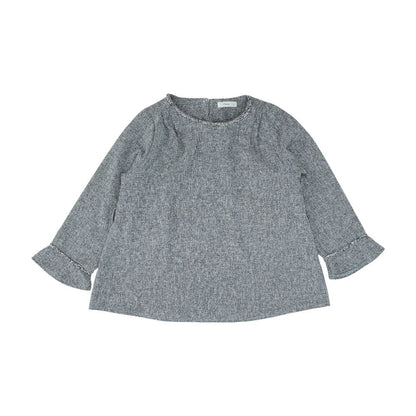 Gray Solid Long Sleeve Blouse