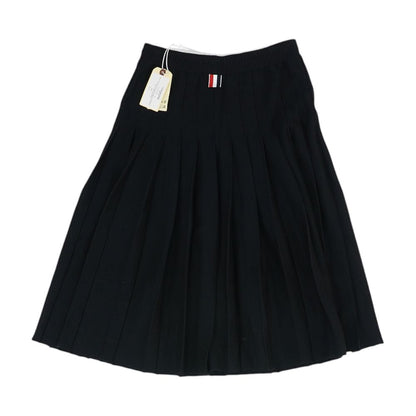 Black Below the Knee Pleated Midi Skirt