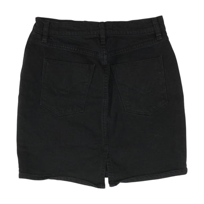 Black Solid Midi Skirt