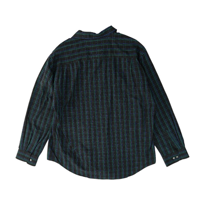 Green Plaid Long Sleeve Button Down