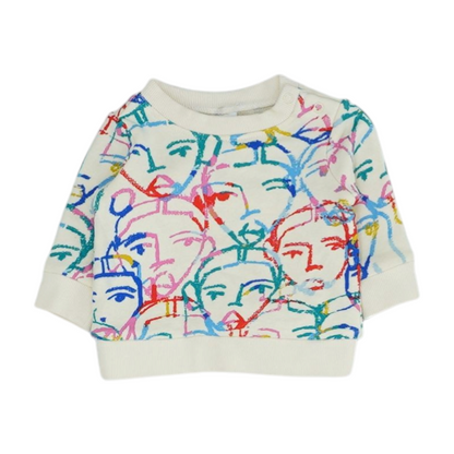 Beige Graphic Pullover Sweater