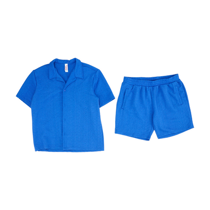 Blue Geometric Short Set