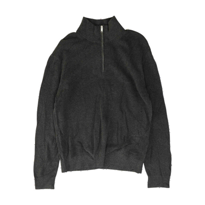 Gray Solid 1/4 Zip Sweater