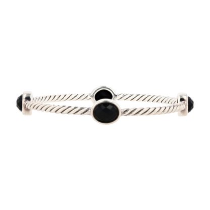 Sterling Silver Black Onyx Bangle Bracelet
