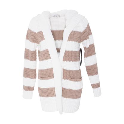 White Striped Cardigan Sweater