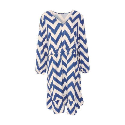Blue Plus Chevron Midi Dress