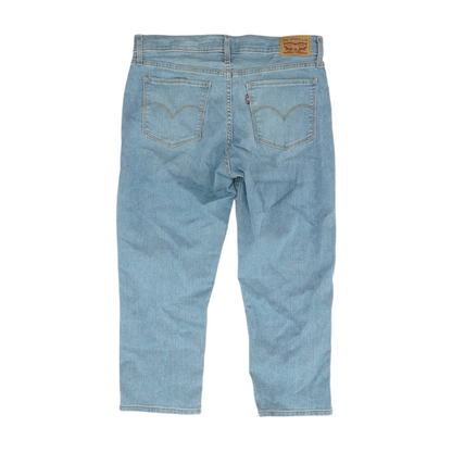 Blue Solid Denim Capris