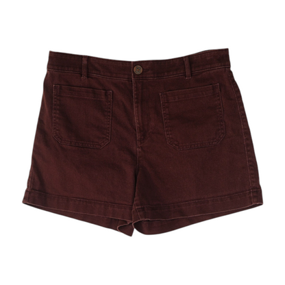 Brown Solid Denim Shorts