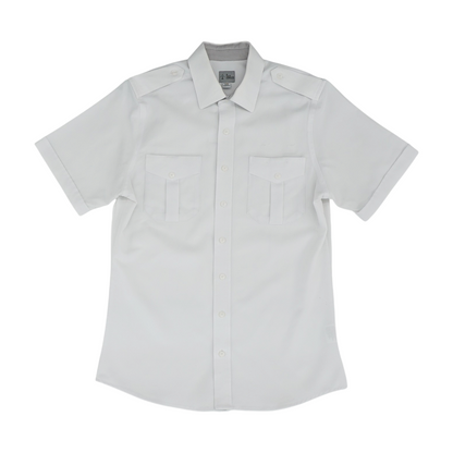 White Solid Short Sleeve Button Down