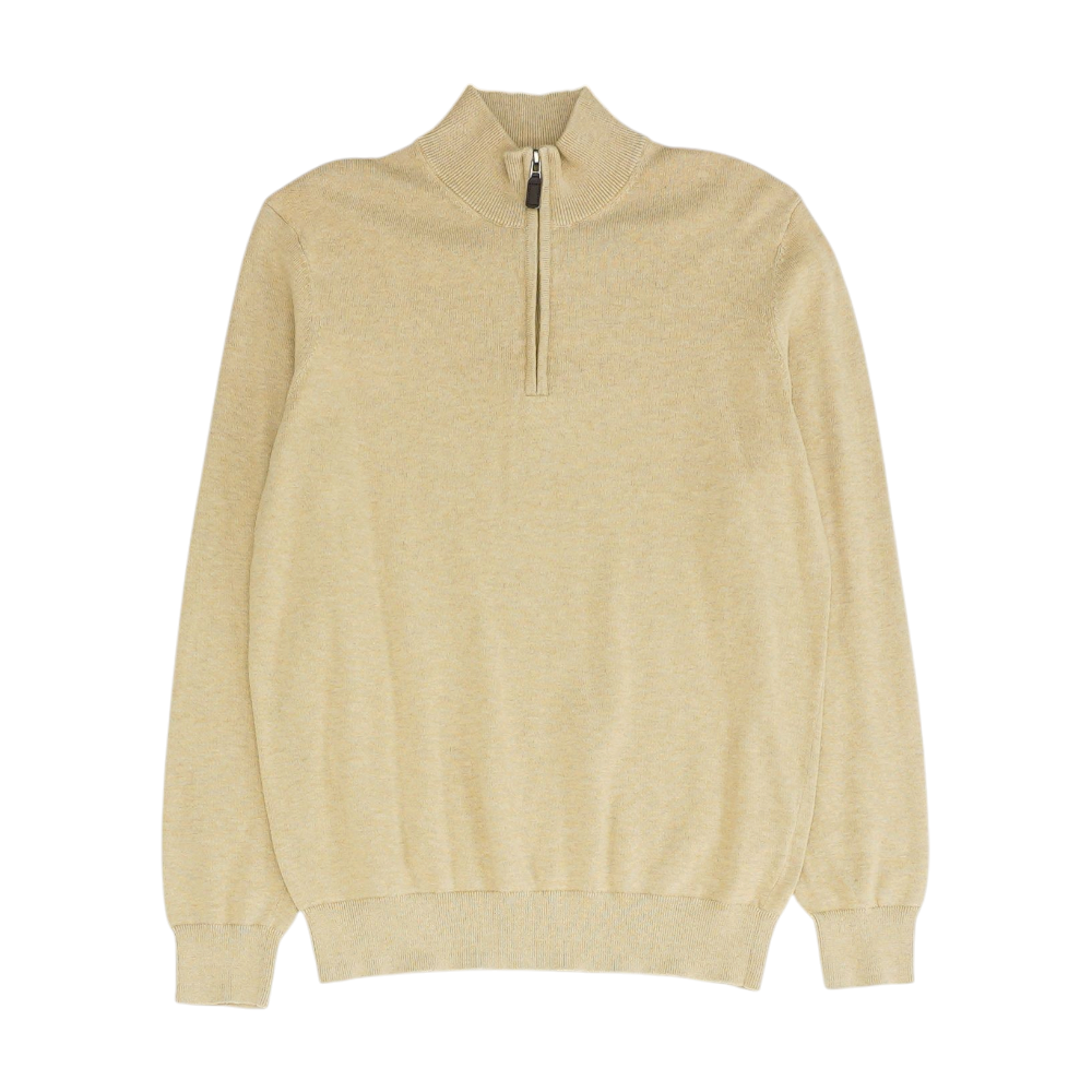 Tan Solid 1/4 Zip Sweater