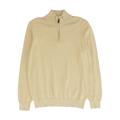 Tan Solid 1/4 Zip Sweater