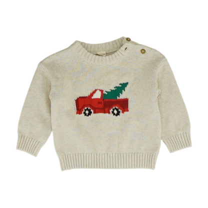 Beige Graphic Pullover Sweater