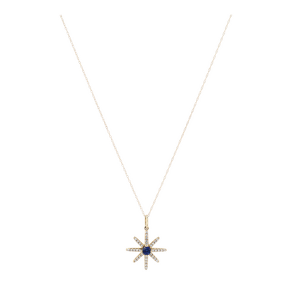 10K Yellow Gold Synthetic Sapphire Pendant Necklace