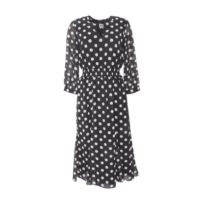 Black Polka Dot Midi Dress