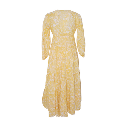 Yellow Floral Midi Dress