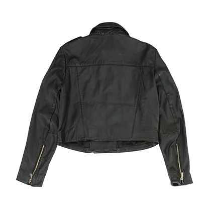 Black Solid Leather Jacket