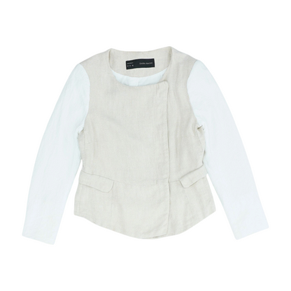 Beige Color Block Blazer
