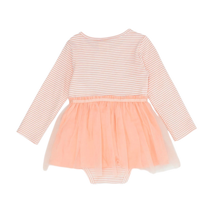 Orange Striped Long Sleeve One-Piece