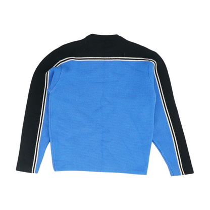 Blue Color Block Pullover Sweater