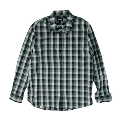 Gray Check Long Sleeve Button Down