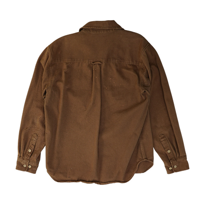 Brown Solid Flannel Button Down